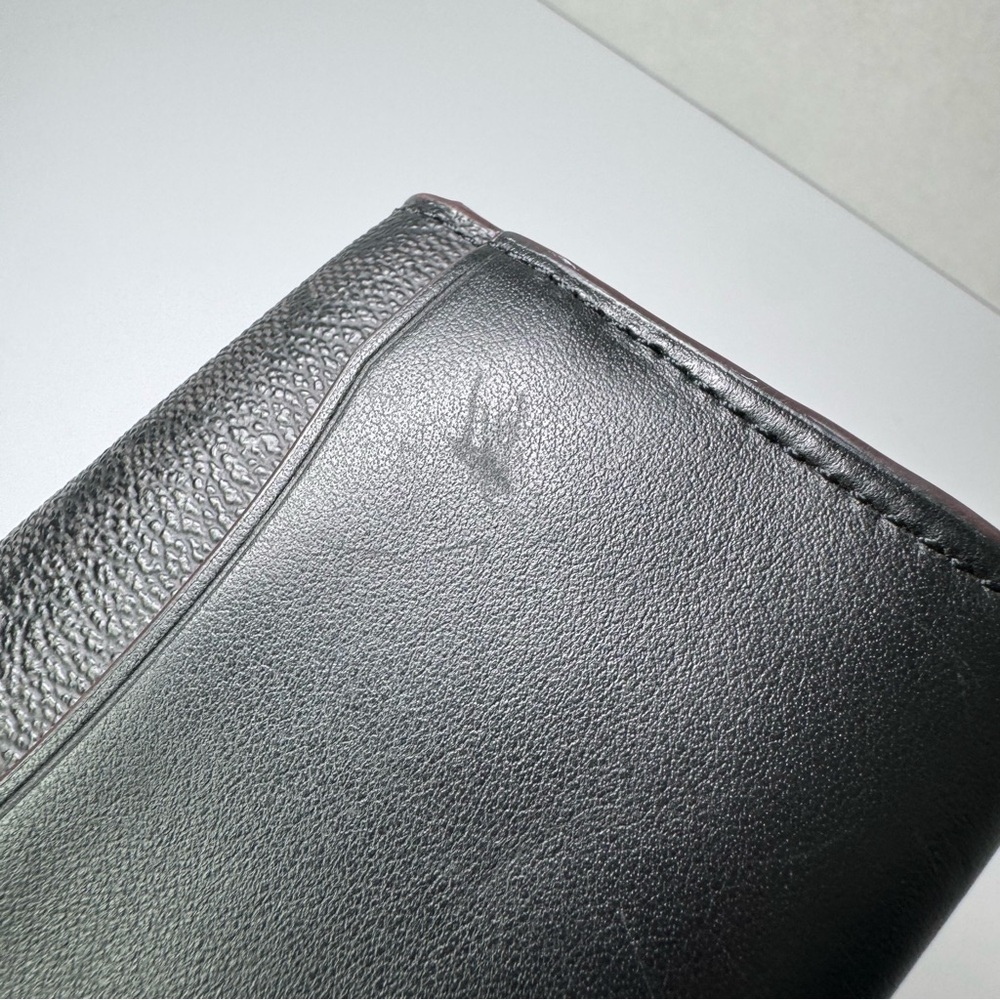 COACH Card Case Wallet #C2122-91663 Black Coated Canvas Signature C Logo Leather - Picture 9 of 10